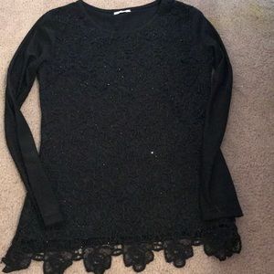 Black sparkle and lace top 🦋